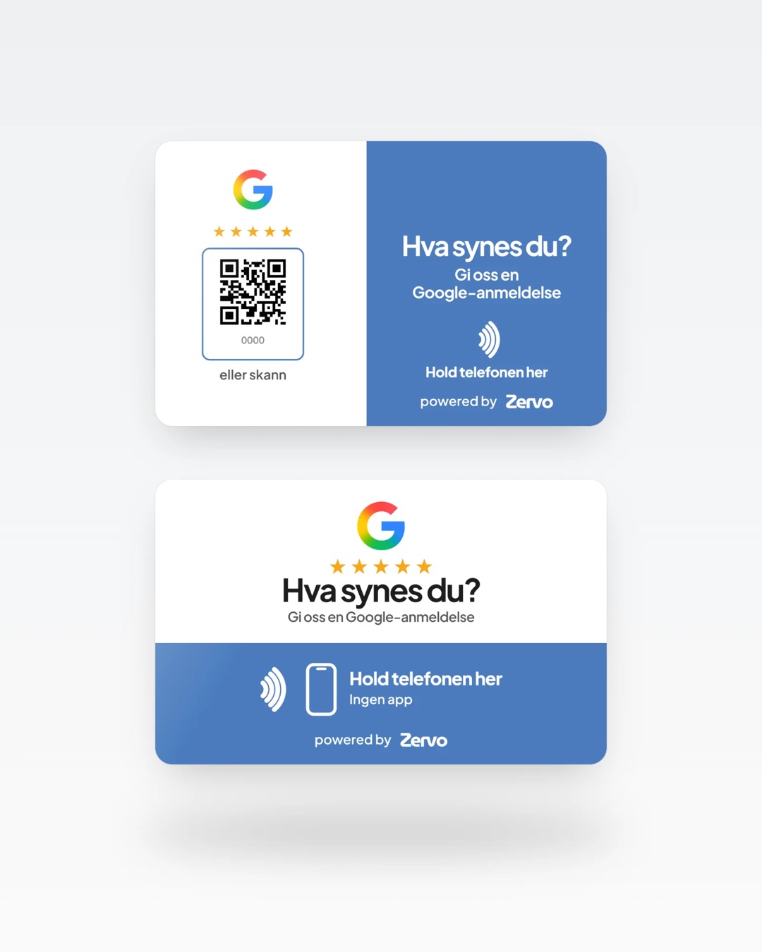 Zervo Trust Cards, forside og bakside